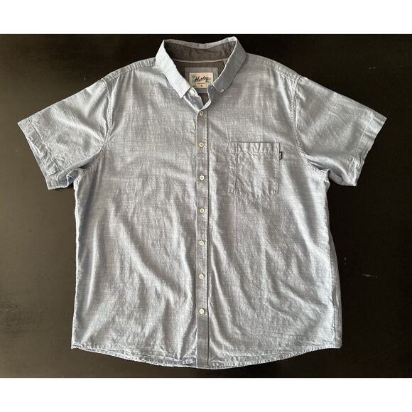HURLEY Standard Collection Slub Button-down Cotton Shirt sz XXL | Blue - Picture 1 of 6